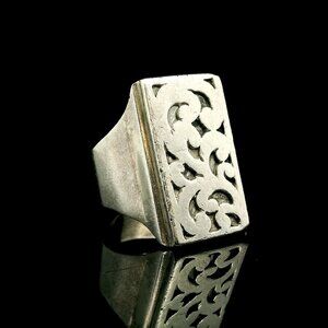 Lois Hill Sterling Silver Filigree Statement Ring – Wide Band Scroll Design